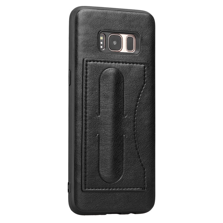 Crazy Horse Texture PU Leather Coated TPU Card Holder Case Accessory with Kickstand for Samsung Galaxy S8 G950 - Black-3