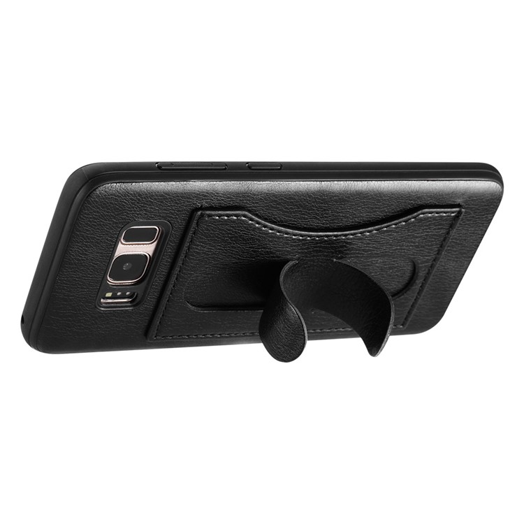 Crazy Horse Texture PU Leather Coated TPU Card Holder Case Accessory with Kickstand for Samsung Galaxy S8 G950 - Black-4