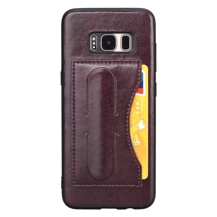 

Crazy Horse Texture PU Leather Coated TPU Protective Cover with Kickstand for Samsung Galaxy S8 G950 - Wine Red