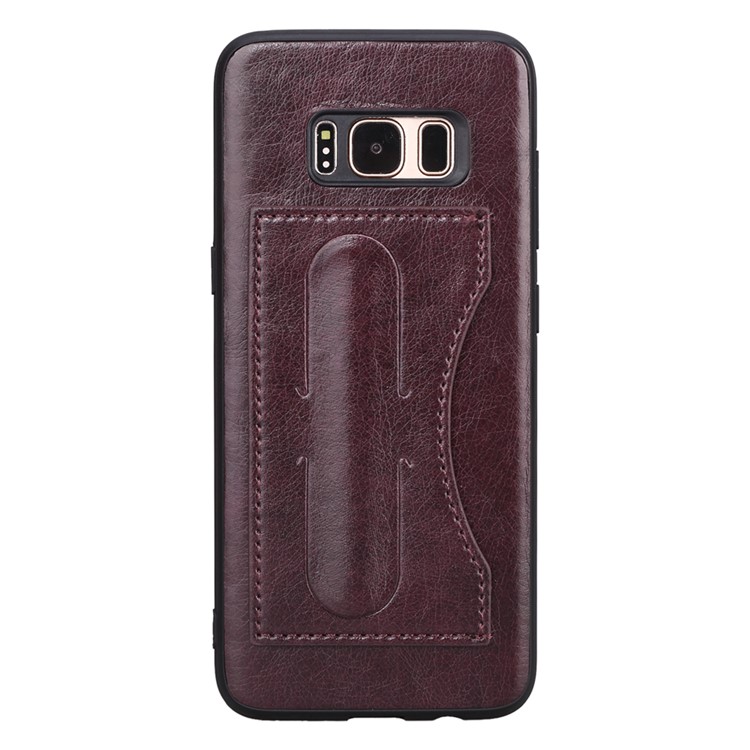 Crazy Horse Texture PU Leather Coated TPU Protective Cover with Kickstand for Samsung Galaxy S8 G950 - Wine Red-2