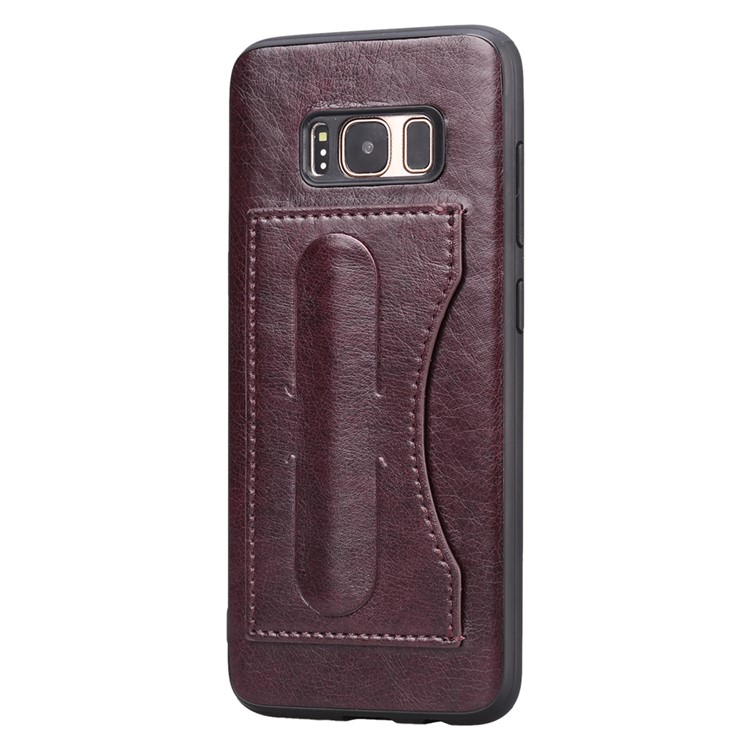 Crazy Horse Texture PU Leather Coated TPU Protective Cover with Kickstand for Samsung Galaxy S8 G950 - Wine Red-3