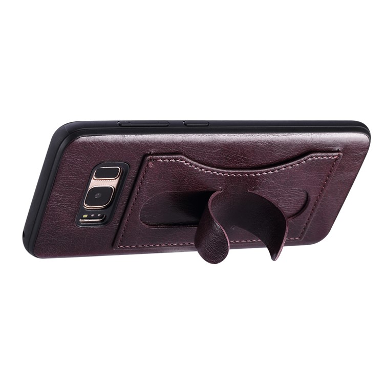Crazy Horse Texture PU Leather Coated TPU Protective Cover with Kickstand for Samsung Galaxy S8 G950 - Wine Red-4