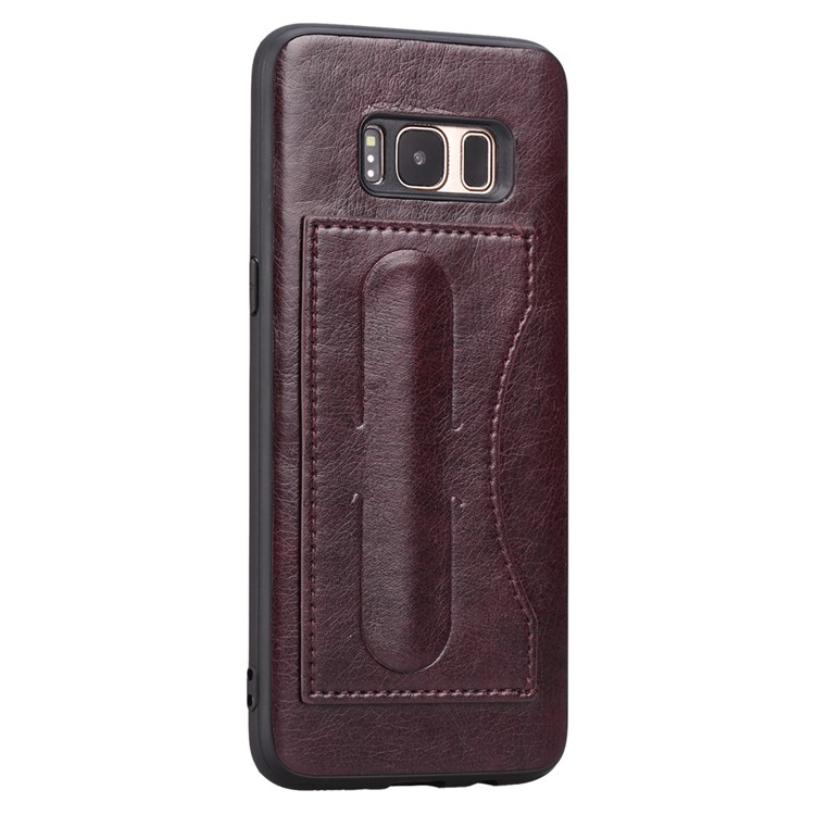 Crazy Horse Texture PU Leather Coated TPU Protective Cover with Kickstand for Samsung Galaxy S8 G950 - Wine Red-5