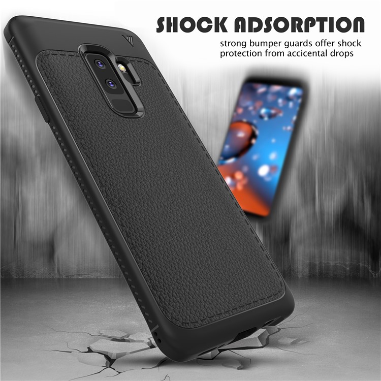 IVSO Gentry Series Litchi Texture Leather Coated TPU Case for Samsung Galaxy S9+ G965 - Black-4