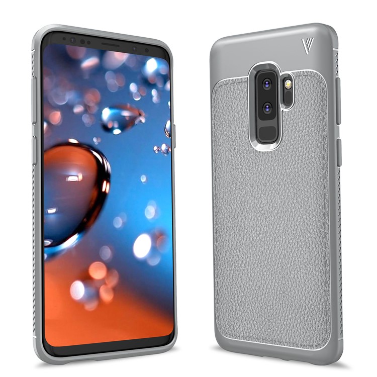 IVSO Gentry Series Litchi Texture Leather Coated TPU Cover for Samsung Galaxy S9+ G965 - Grey-1