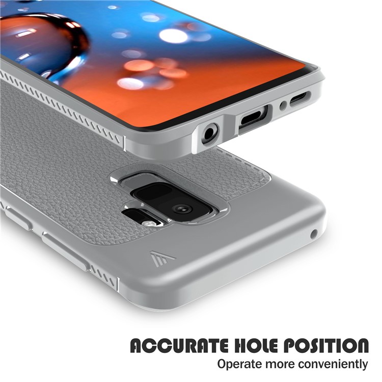 IVSO Gentry Series Litchi Texture Leather Coated TPU Cover for Samsung Galaxy S9+ G965 - Grey-5