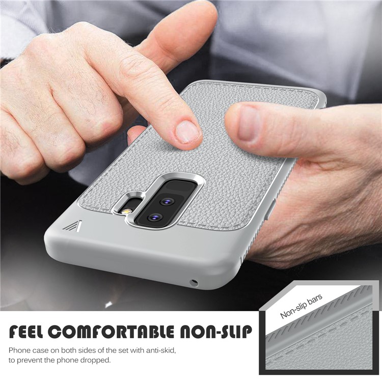 IVSO Gentry Series Litchi Texture Leather Coated TPU Cover for Samsung Galaxy S9+ G965 - Grey-7