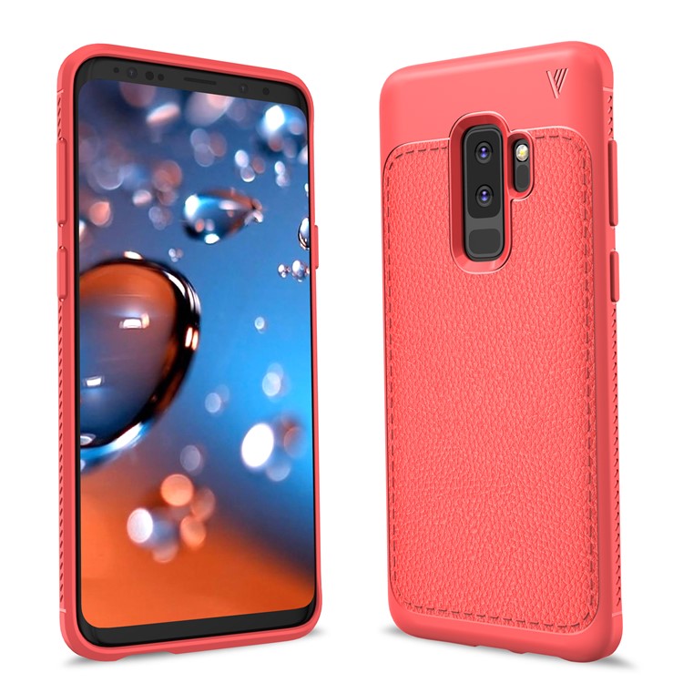 IVSO Gentry Series Litchi Texture Leather Coated TPU Phone Case for Samsung Galaxy S9+ G965 - Red-1