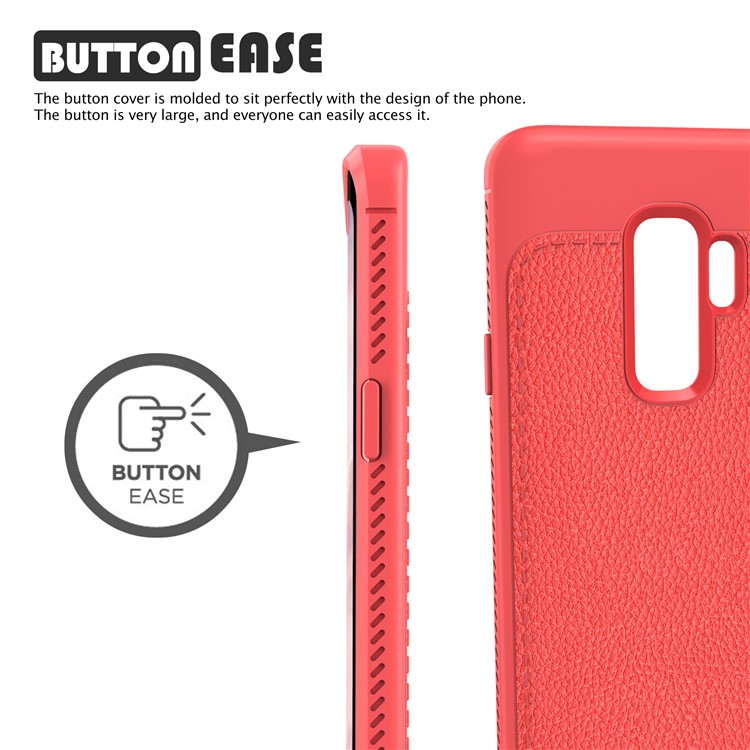 IVSO Gentry Series Litchi Texture Leather Coated TPU Phone Case for Samsung Galaxy S9+ G965 - Red-2