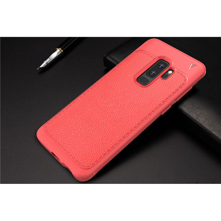 IVSO Gentry Series Litchi Texture Leather Coated TPU Phone Case for Samsung Galaxy S9+ G965 - Red-3
