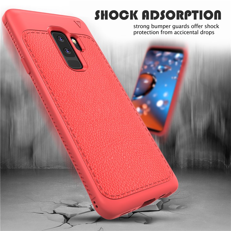 IVSO Gentry Series Litchi Texture Leather Coated TPU Phone Case for Samsung Galaxy S9+ G965 - Red-4