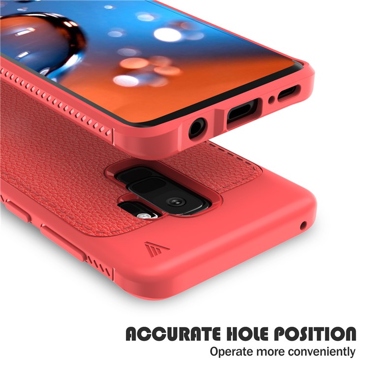 IVSO Gentry Series Litchi Texture Leather Coated TPU Phone Case for Samsung Galaxy S9+ G965 - Red-5