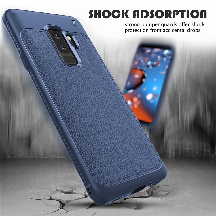 IVSO Gentry Series Litchi Texture Leather Coated TPU Mobile Case for Samsung Galaxy S9+ G965 - Blue-4