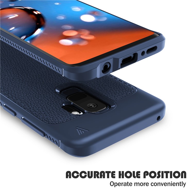 IVSO Gentry Series Litchi Texture Leather Coated TPU Mobile Case for Samsung Galaxy S9+ G965 - Blue-5