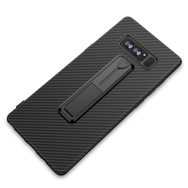 Carbon Fiber Texture Invisible Kickstand TPU Mobile Case for Samsung Galaxy Note 8 N950 - Black-1