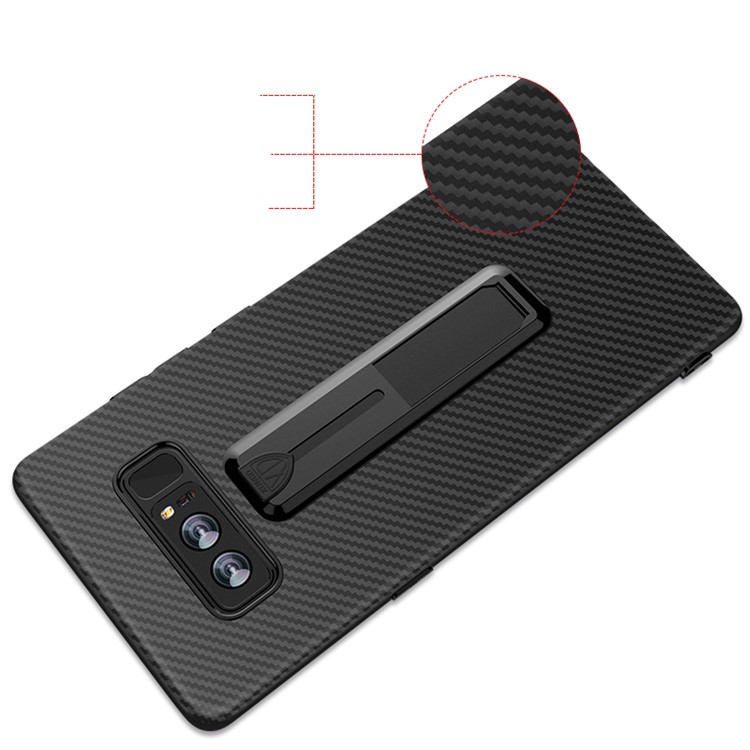 Carbon Fiber Texture Invisible Kickstand TPU Mobile Case for Samsung Galaxy Note 8 N950 - Black-10