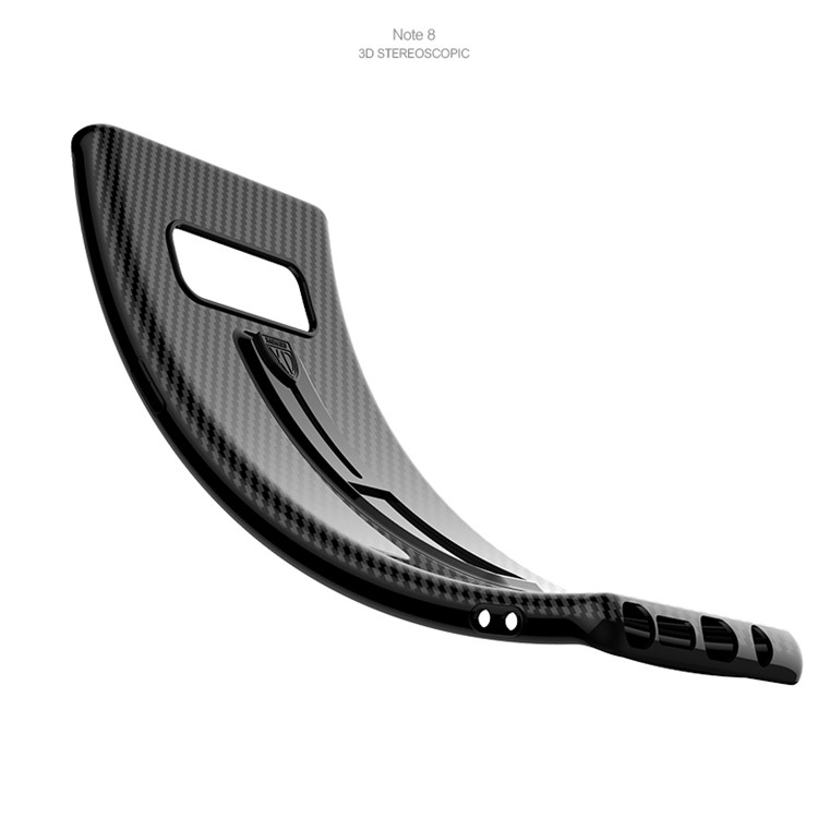 Carbon Fiber Texture Invisible Kickstand TPU Mobile Case for Samsung Galaxy Note 8 N950 - Black-11