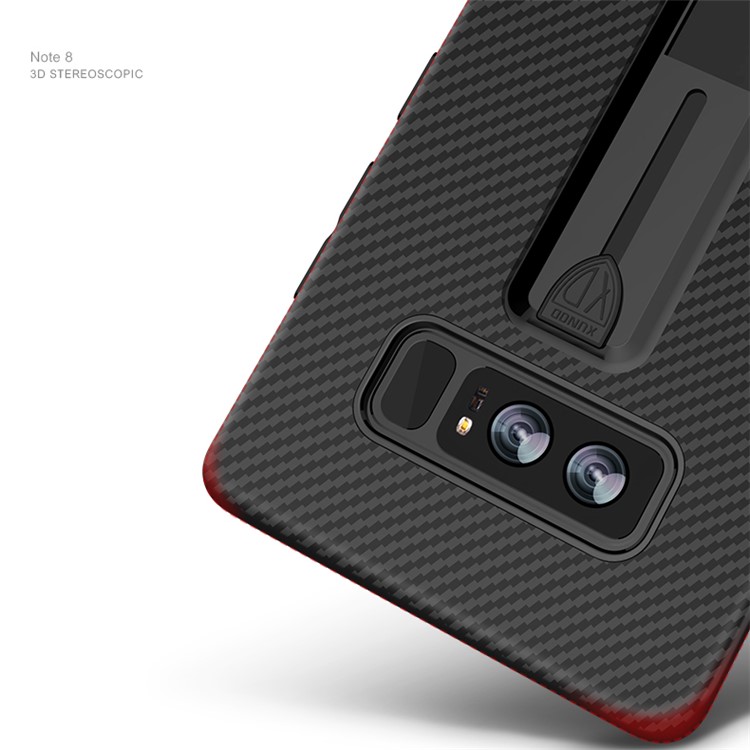 Carbon Fiber Texture Invisible Kickstand TPU Mobile Case for Samsung Galaxy Note 8 N950 - Black-13