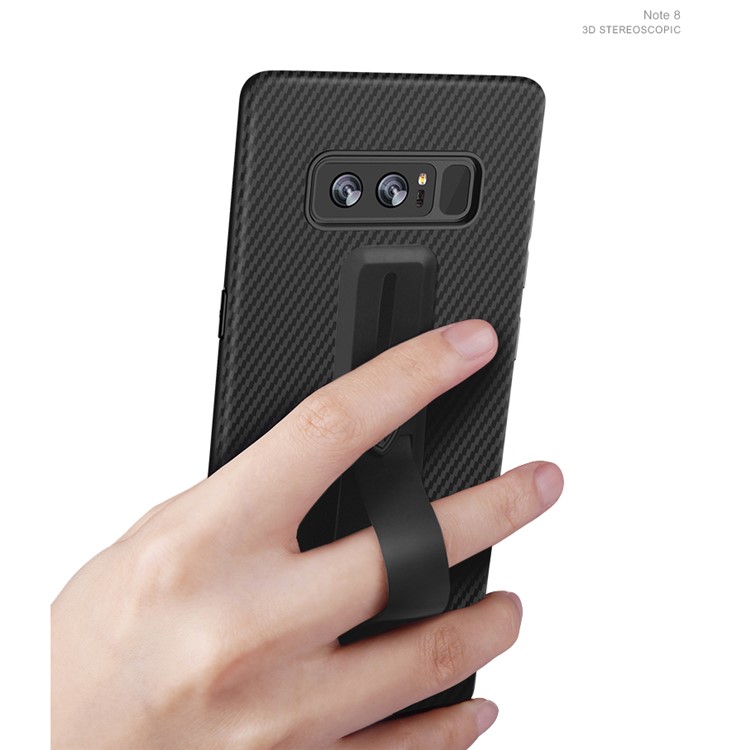 Carbon Fiber Texture Invisible Kickstand TPU Mobile Case for Samsung Galaxy Note 8 N950 - Black-14