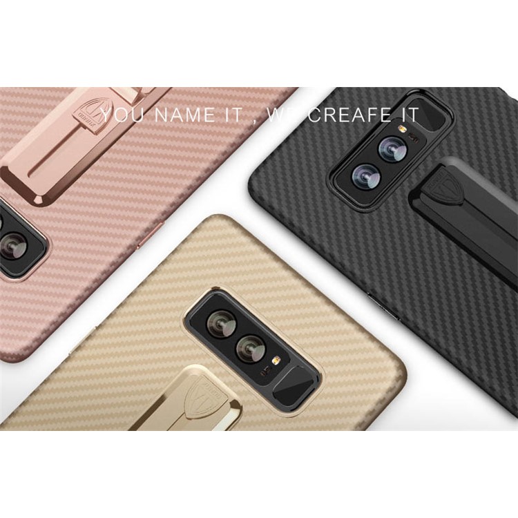Carbon Fiber Texture Invisible Kickstand TPU Mobile Case for Samsung Galaxy Note 8 N950 - Black-15
