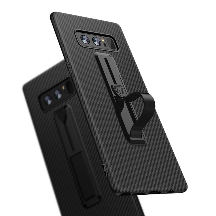 Carbon Fiber Texture Invisible Kickstand TPU Mobile Case for Samsung Galaxy Note 8 N950 - Black-2
