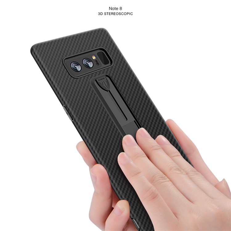 Carbon Fiber Texture Invisible Kickstand TPU Mobile Case for Samsung Galaxy Note 8 N950 - Black-3
