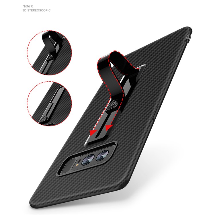 Carbon Fiber Texture Invisible Kickstand TPU Mobile Case for Samsung Galaxy Note 8 N950 - Black-4