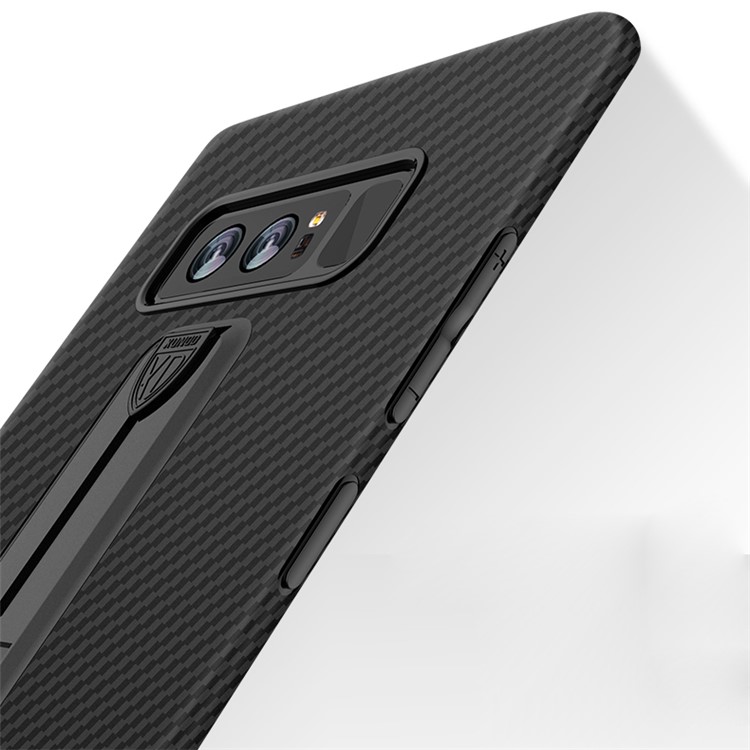 Carbon Fiber Texture Invisible Kickstand TPU Mobile Case for Samsung Galaxy Note 8 N950 - Black-9