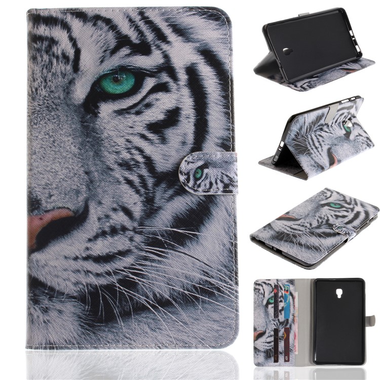 Pattern Printing PU Leather Wallet Stand Case for Samsung Galaxy Tab A 8.0 (2017) SM-T385 - Tiger Pattern-1