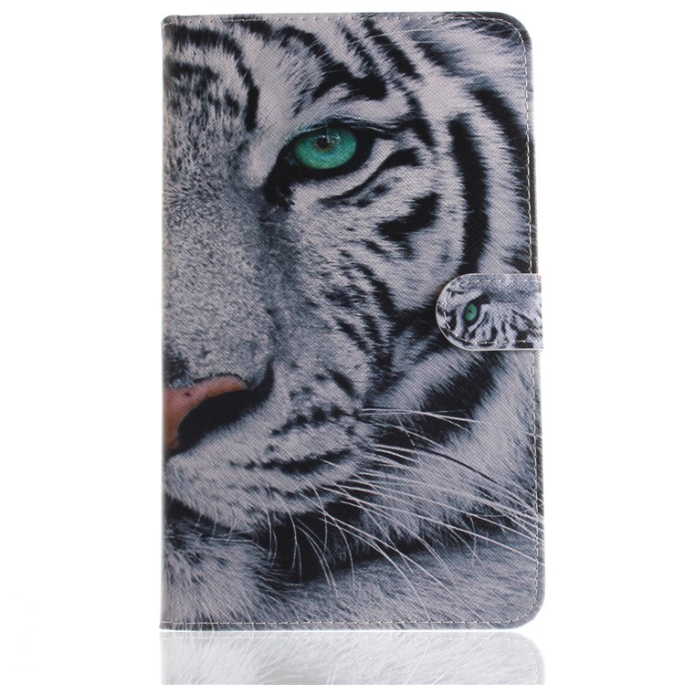 Pattern Printing PU Leather Wallet Stand Case for Samsung Galaxy Tab A 8.0 (2017) SM-T385 - Tiger Pattern-2