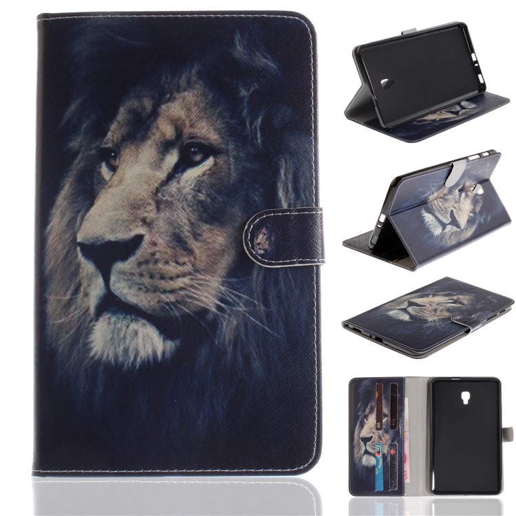 Pattern Printing Wallet Stand PU Leather Cover for Samsung Galaxy Tab A 8.0 (2017) SM-T385 - Lion Pattern-1