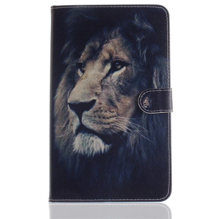 Pattern Printing Wallet Stand PU Leather Cover for Samsung Galaxy Tab A 8.0 (2017) SM-T385 - Lion Pattern-2