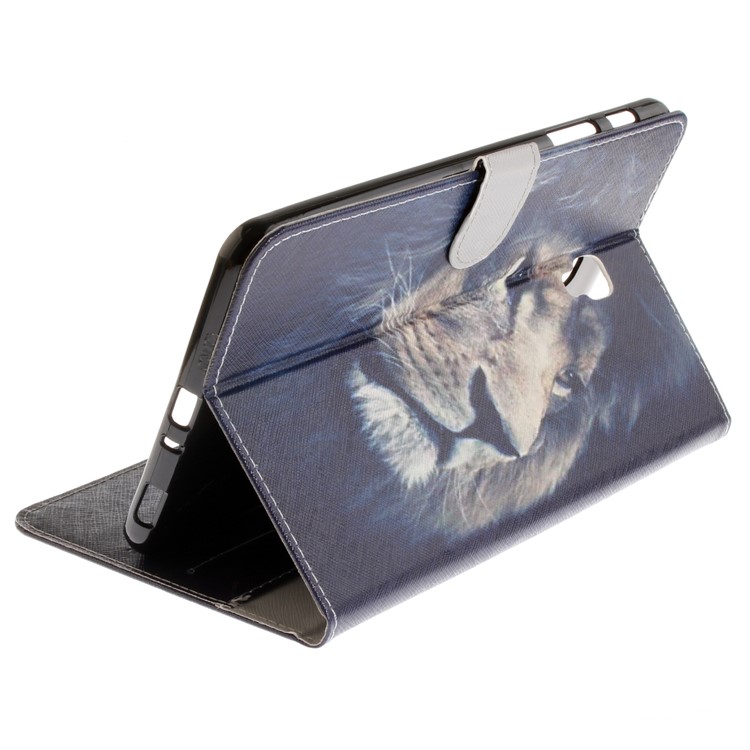 Pattern Printing Wallet Stand PU Leather Cover for Samsung Galaxy Tab A 8.0 (2017) SM-T385 - Lion Pattern-7