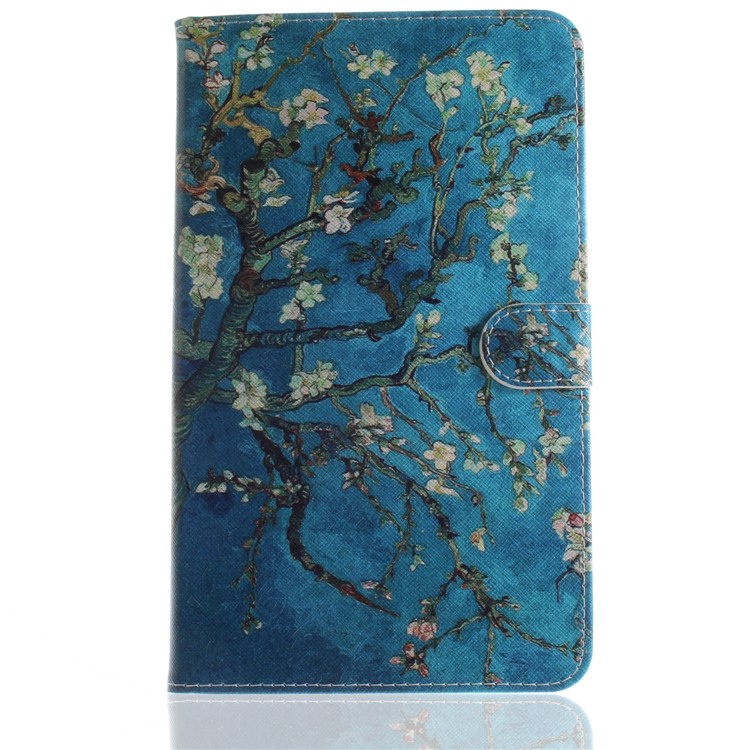 Pattern Printing Wallet PU Leather Stand Shell for Samsung Galaxy Tab A 8.0 (2017) SM-T385 - Apricot Flower Tree-2