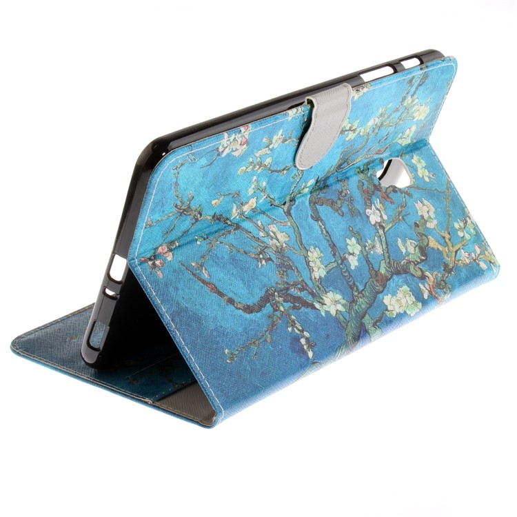 Pattern Printing Wallet PU Leather Stand Shell for Samsung Galaxy Tab A 8.0 (2017) SM-T385 - Apricot Flower Tree-7