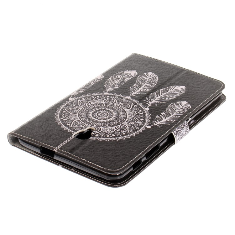 Pattern Printing PU Leather Wallet Case with Stand for Samsung Galaxy Tab A 8.0 (2017) SM-T385 - White Dream Catcher-5