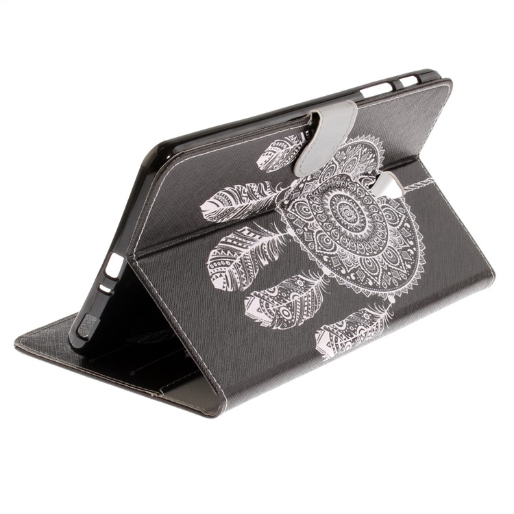 Pattern Printing PU Leather Wallet Case with Stand for Samsung Galaxy Tab A 8.0 (2017) SM-T385 - White Dream Catcher-7