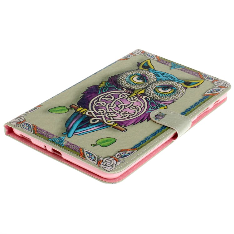 Pattern Printing PU Leather Wallet Shell with Stand for Samsung Galaxy Tab A 8.0 (2017) SM-T385 - Owl Pattern-4