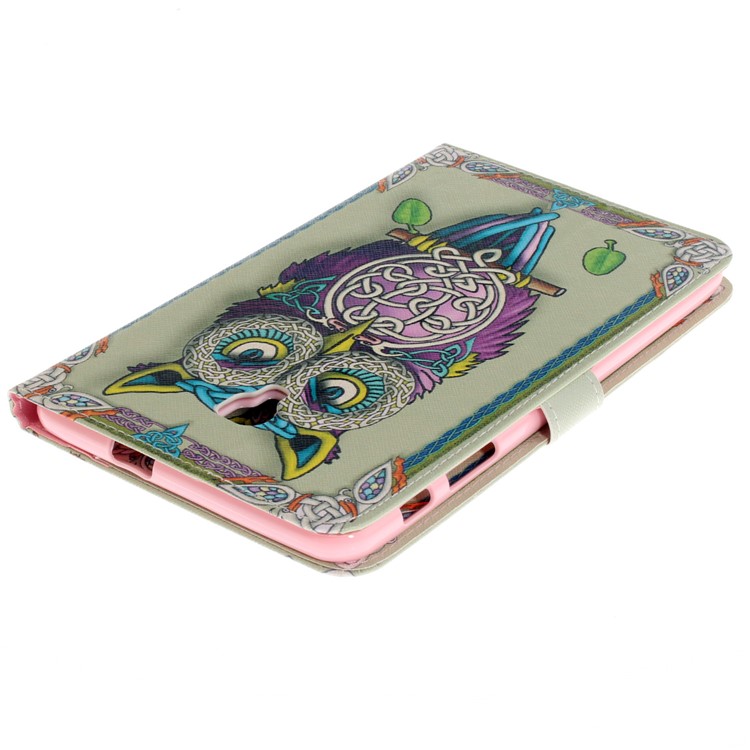 Pattern Printing PU Leather Wallet Shell with Stand for Samsung Galaxy Tab A 8.0 (2017) SM-T385 - Owl Pattern-5