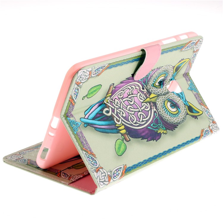 Pattern Printing PU Leather Wallet Shell with Stand for Samsung Galaxy Tab A 8.0 (2017) SM-T385 - Owl Pattern-7