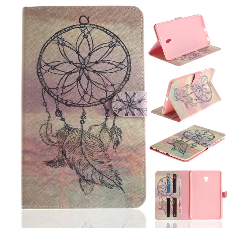 Pattern Printing Wallet PU Leather Tablet Case for Samsung Galaxy Tab A 8.0 (2017) SM-T385 - Black Dream Catcher-1