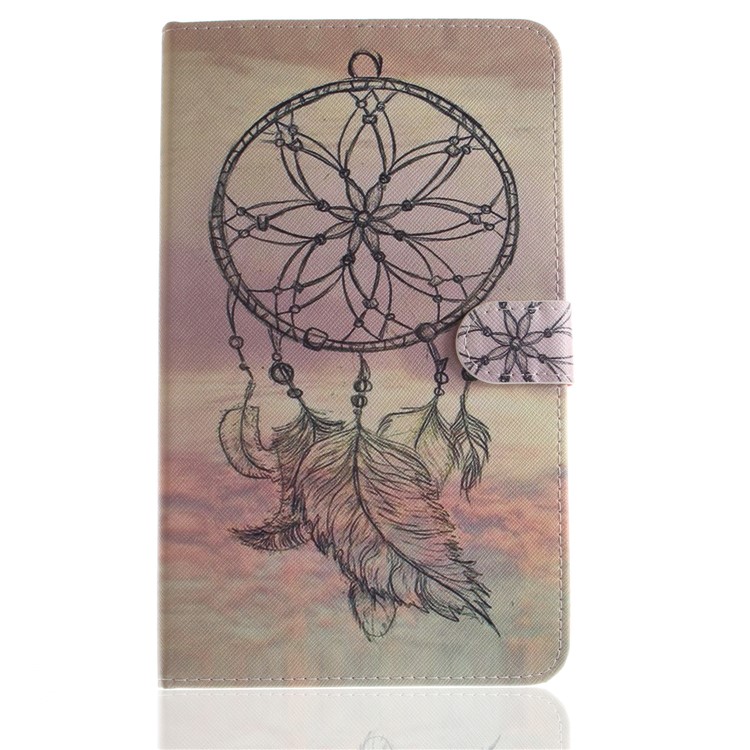Pattern Printing Wallet PU Leather Tablet Case for Samsung Galaxy Tab A 8.0 (2017) SM-T385 - Black Dream Catcher-2