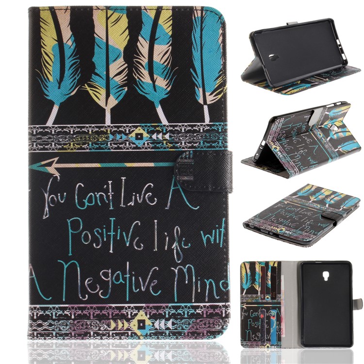 Pattern Printing PU Leather Card Holder Cover Case for Samsung Galaxy Tab A 8.0 (2017) SM-T385 - Feathers Pattern-1
