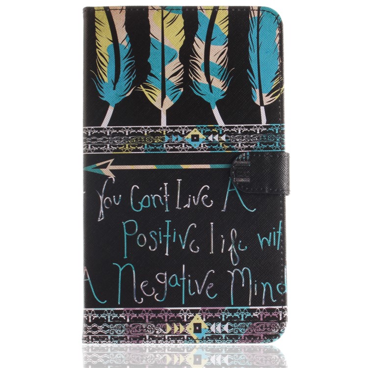 Pattern Printing PU Leather Card Holder Cover Case for Samsung Galaxy Tab A 8.0 (2017) SM-T385 - Feathers Pattern-2
