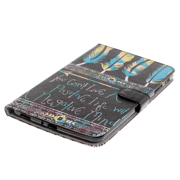 Pattern Printing PU Leather Card Holder Cover Case for Samsung Galaxy Tab A 8.0 (2017) SM-T385 - Feathers Pattern-4