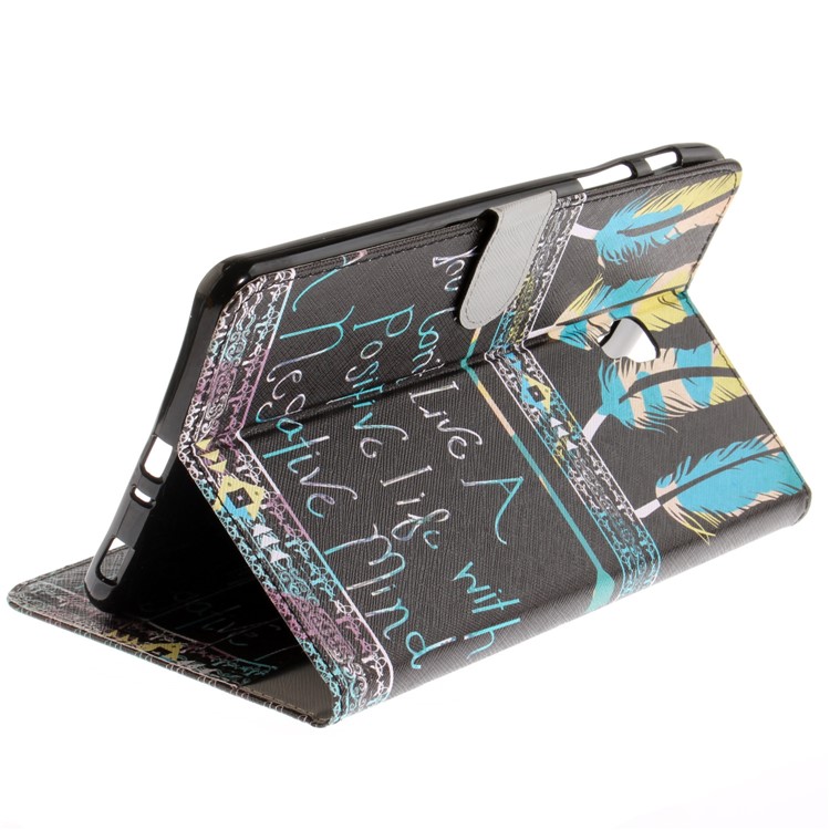Pattern Printing PU Leather Card Holder Cover Case for Samsung Galaxy Tab A 8.0 (2017) SM-T385 - Feathers Pattern-7