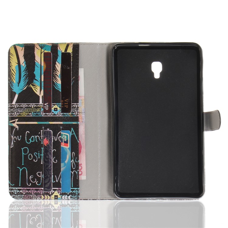 Pattern Printing PU Leather Card Holder Cover Case for Samsung Galaxy Tab A 8.0 (2017) SM-T385 - Feathers Pattern-8