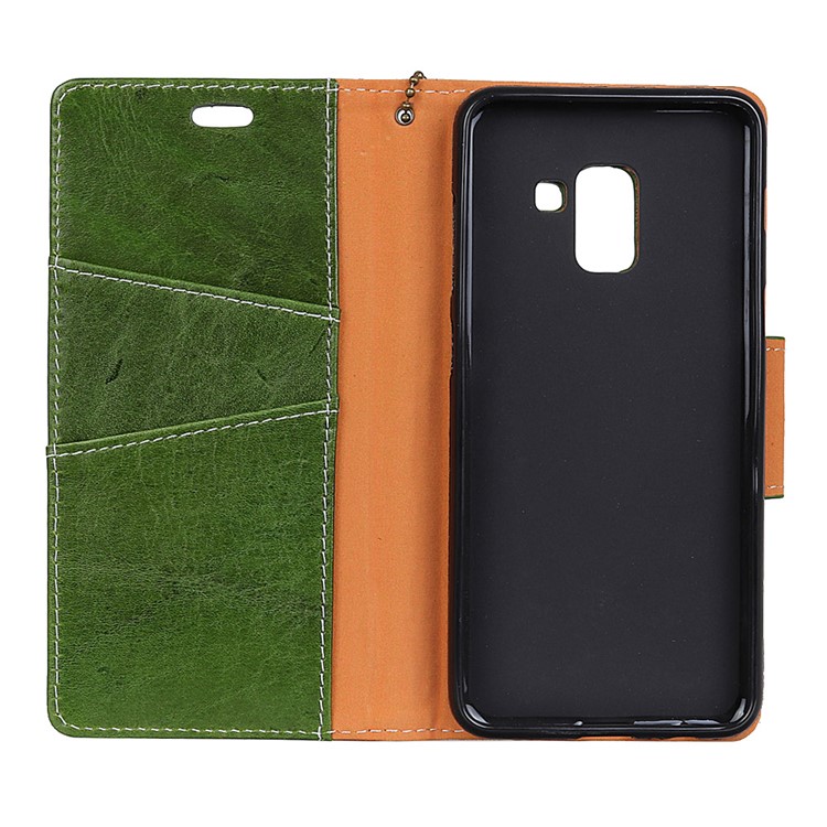 Genuine Leather Protection Wallet Mobile Phone Case for Samsung Galaxy A8 (2018) - Green-3