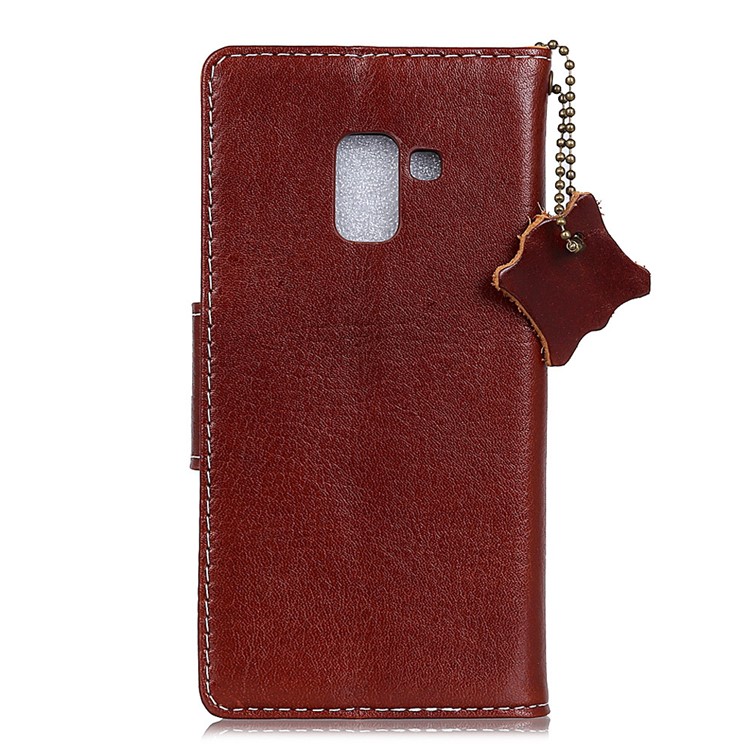 Genuine Leather Card Holder Mobile Phone Shell for Samsung Galaxy A8 (2018) - Coffee-2