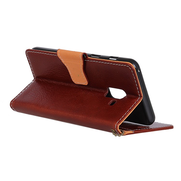 Genuine Leather Card Holder Mobile Phone Shell for Samsung Galaxy A8 (2018) - Coffee-4